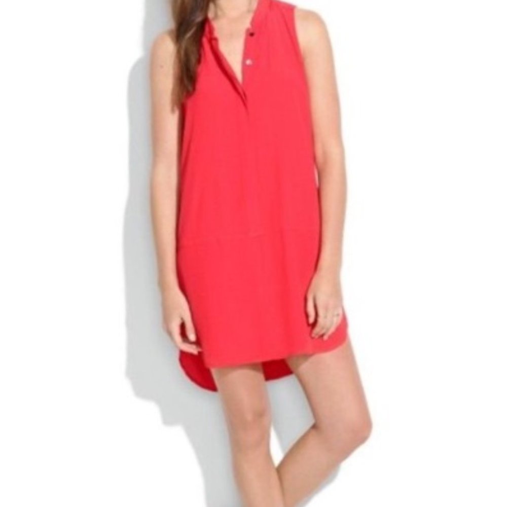 Madewell Sleeveless Viscose Mandarin Collar in Wild Poppy Dress Size S